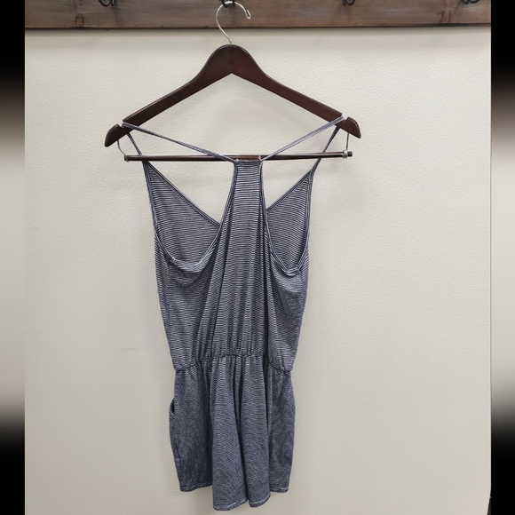 Rolla Coaster Navy and White Striped Romper - Picture 2 of 4